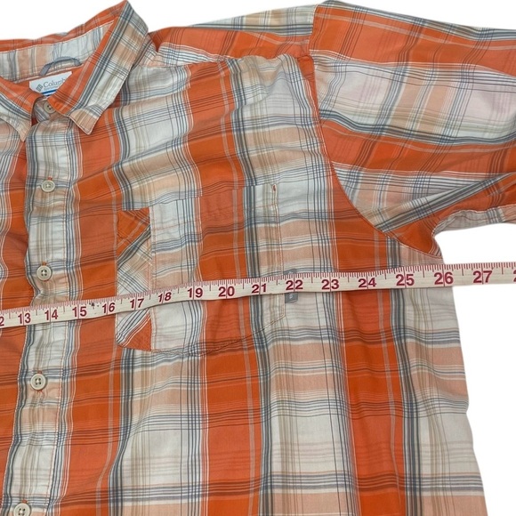 Columbia Omni-wick Short Sleeve Plaid Shirt Orange XL Mens Advanced Evaporation - Picture 10 of 10